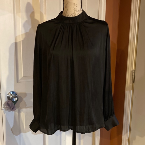 OAK + FORT Tops - Oak & Fort High Neck Long Sleeve Blouse Black sz Small